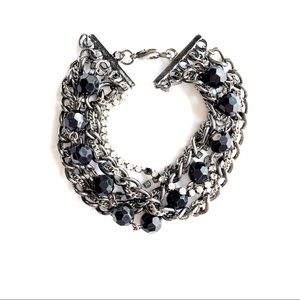 Black & Silver Toned Multi-Strand Bracelet